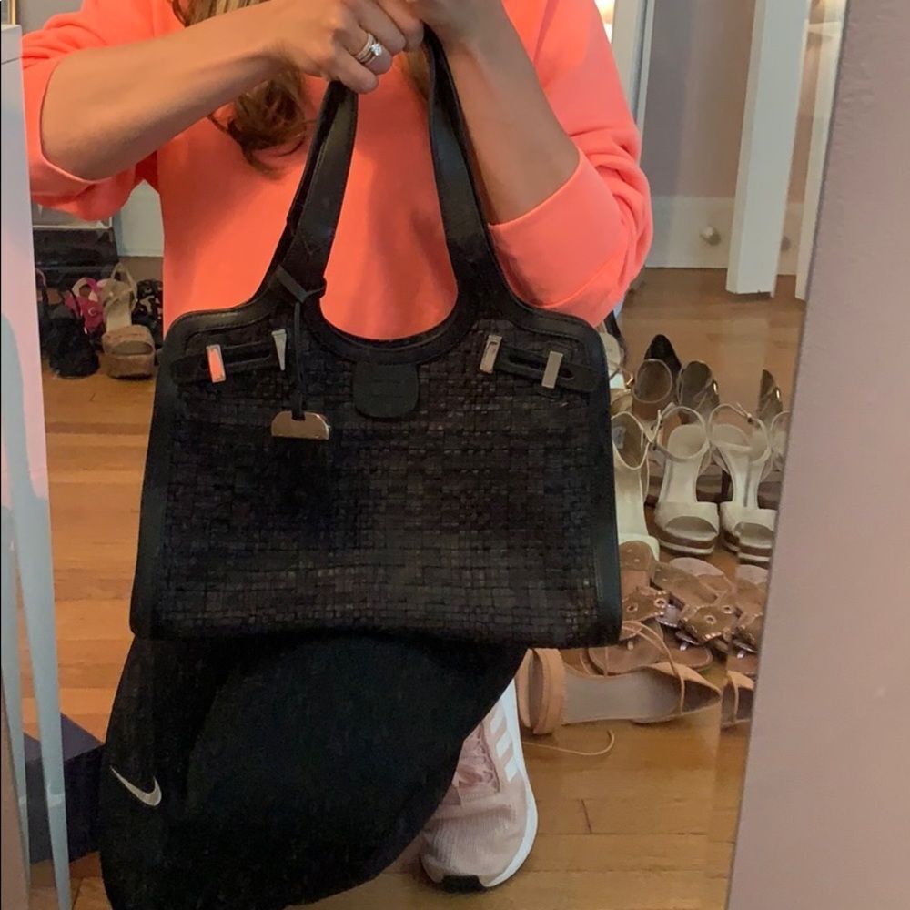 NWT! Stuart Weitzman Black Leather Handbag - Picture 3 of 7